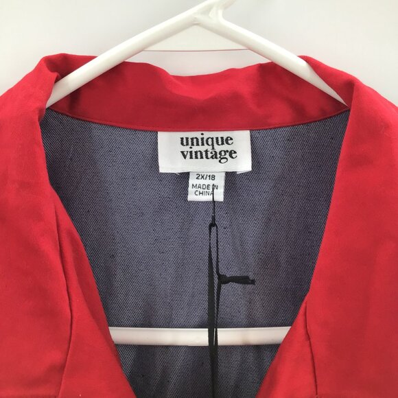 Fabulous Retro Denim Romper Women's 2X Rainbow LGBTQ+ Pride Red Contrast Cuffs - Picture 11 of 12